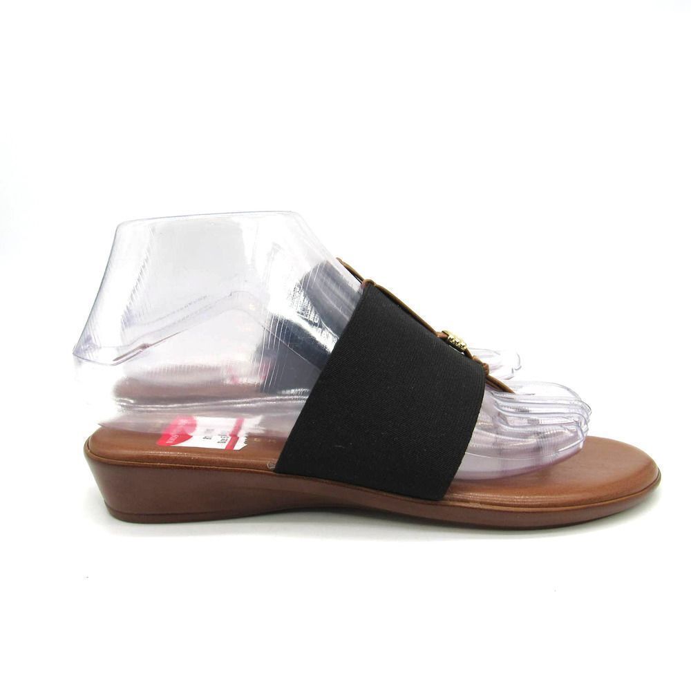 Italian Shoemakers Mikayla Wedge Thong Sandals Black Sz 6.5 - Picture 2 of 9